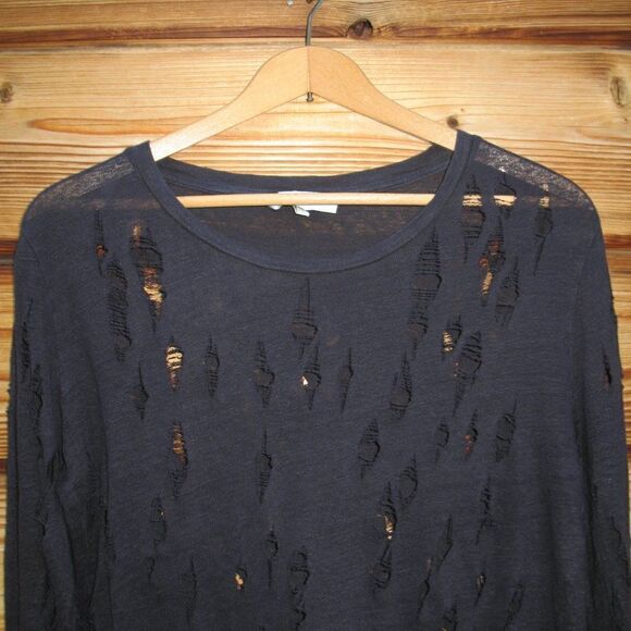 IRO Marvina Blue Linen Distressed Pullover Knit Top - Picture 4 of 9